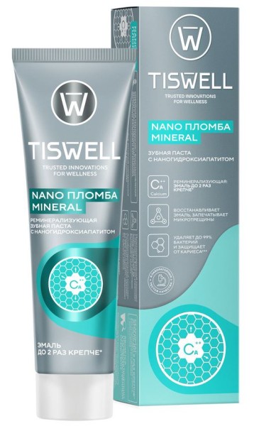 Изображение товара Зубная паста Tiswell реминерализирующая с наногидроксиапатитом Nano пломба Mineral 110г Зубная паста Tiswell реминерализирующая с наногидроксиапатитом Nano пломба Mineral 110г фотография